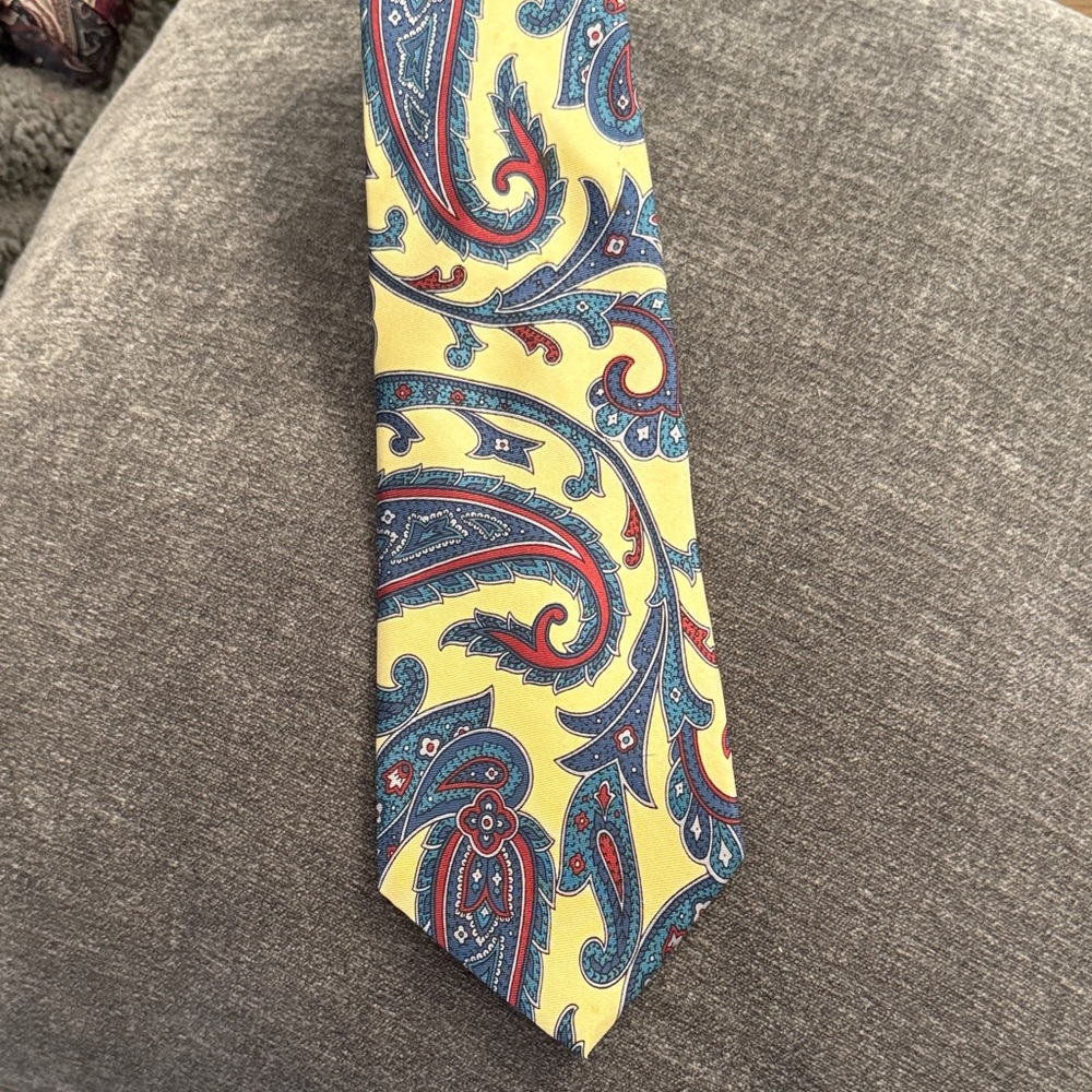 Halston Heritage Yellow and Blue Paisley Tie